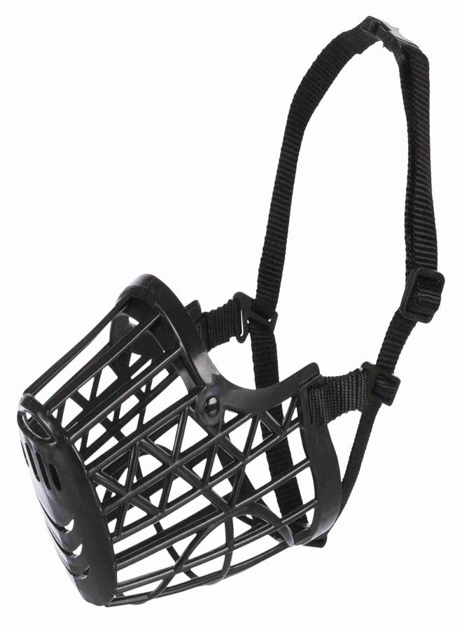 Trixie: - Plastic Enclosed Dog Muzzle | Made with Durable Plastic Material, Lightweight and Fully Adjustable | Helps Protect Your Dog and The Surroundings - Black, 36 cm L-XL - Image 1